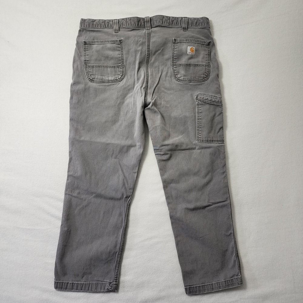 Carhartt Pants Mens 42x30 Gray Relaxed Fit Rugged Flex Cargo Workwear Distressed
